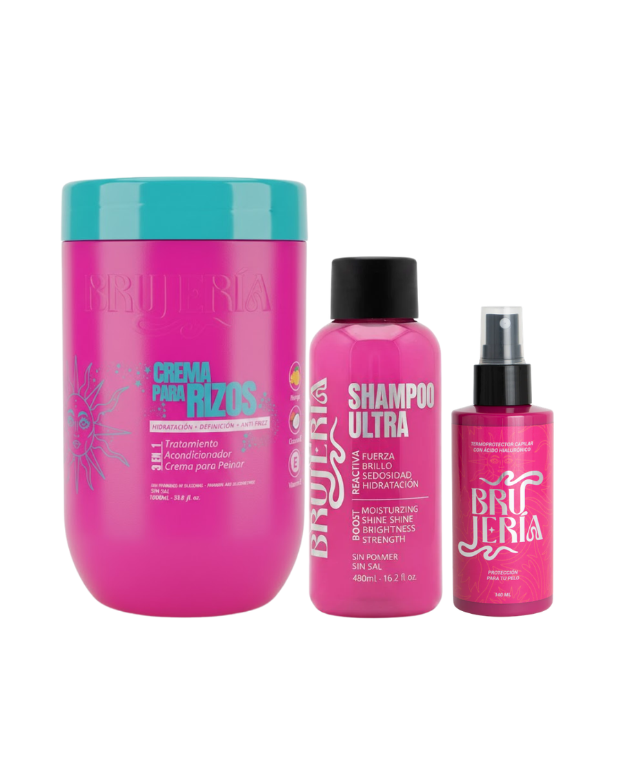 Rizos Pro Max - Crema Para Rizos + Shampoo + Termoprector