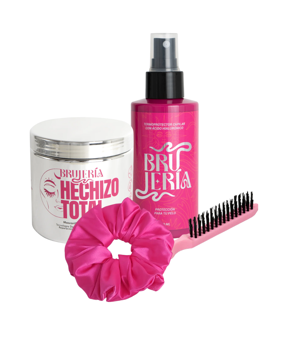 Magia Capilar - Cepillo Pulidor + Mascarilla Hechizo Total + Termoprotector + Scrunchies