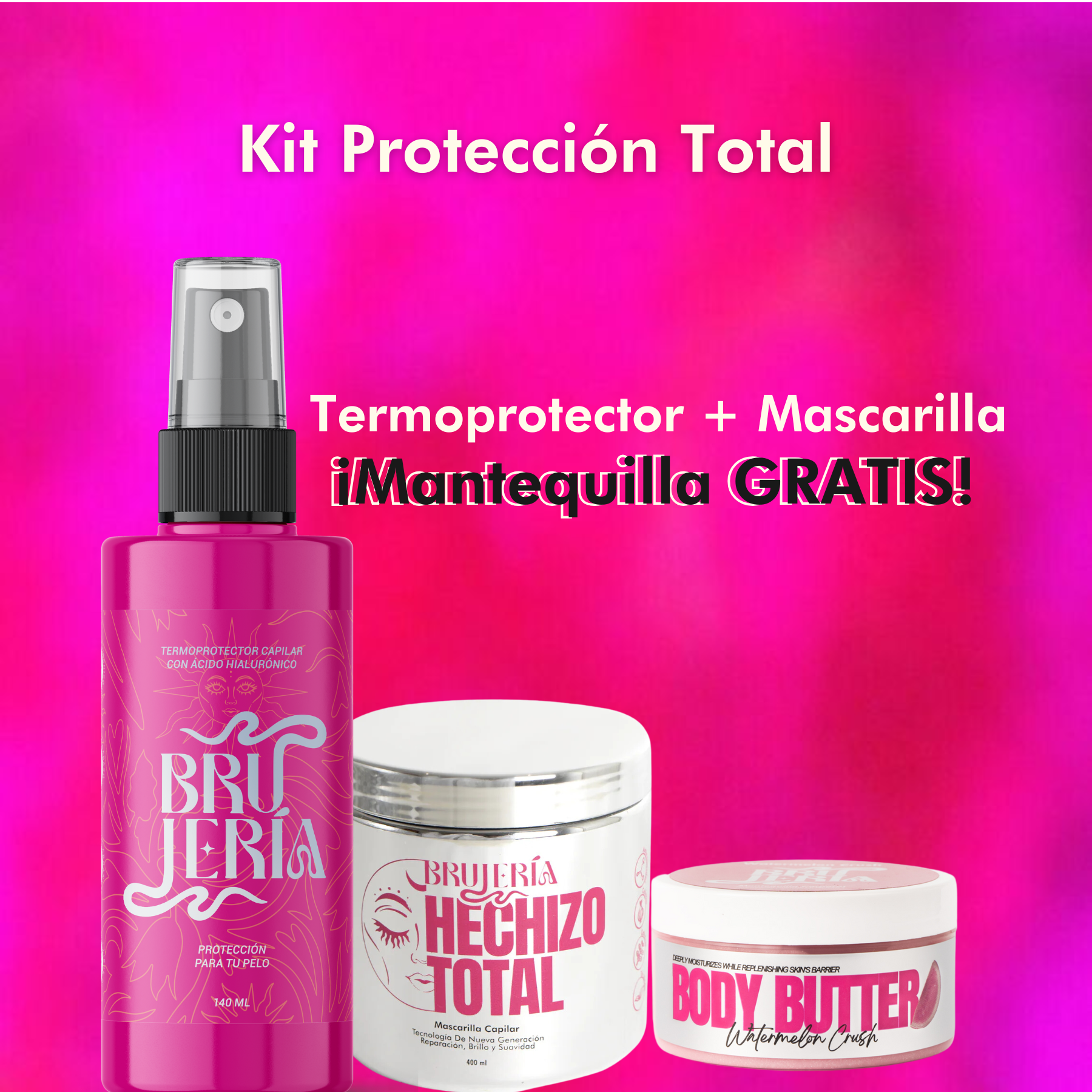 Kit Protección Total - Termoprotector + Mascarilla capilar + Mantequilla Glow Magic