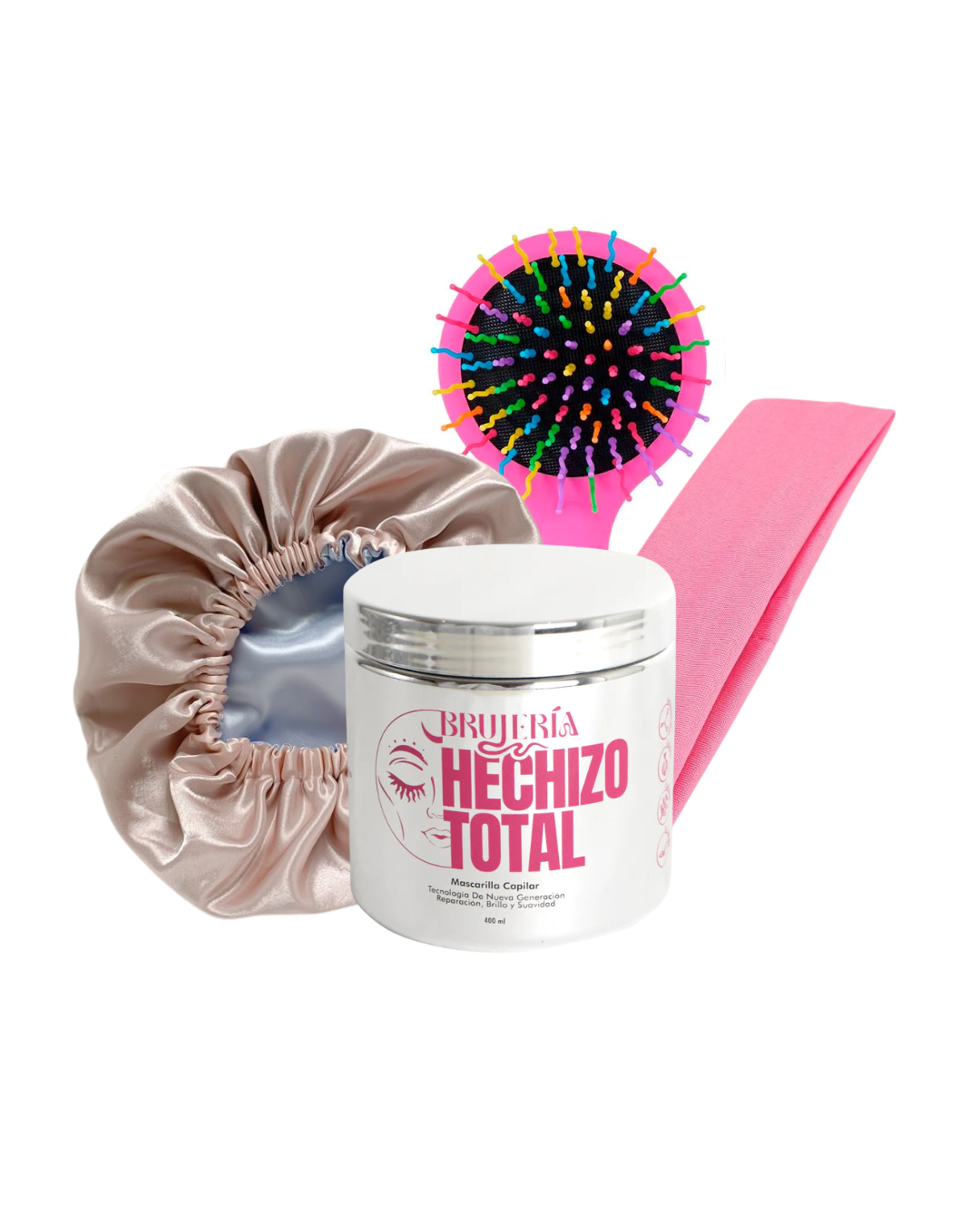 Noche de Encanto - Mascarilla Hechizo Total + Gorro de Satín + Banda + Cepillo Arcoíris